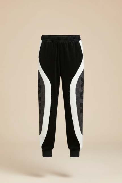 Pantalon Velours Noir Côtelé Patchwork Enfant Sport - vue 3
