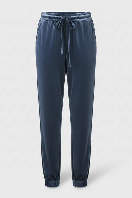 Pantalon Velours Bleu Ample Décontracté Élastiqué Femme - vue 3