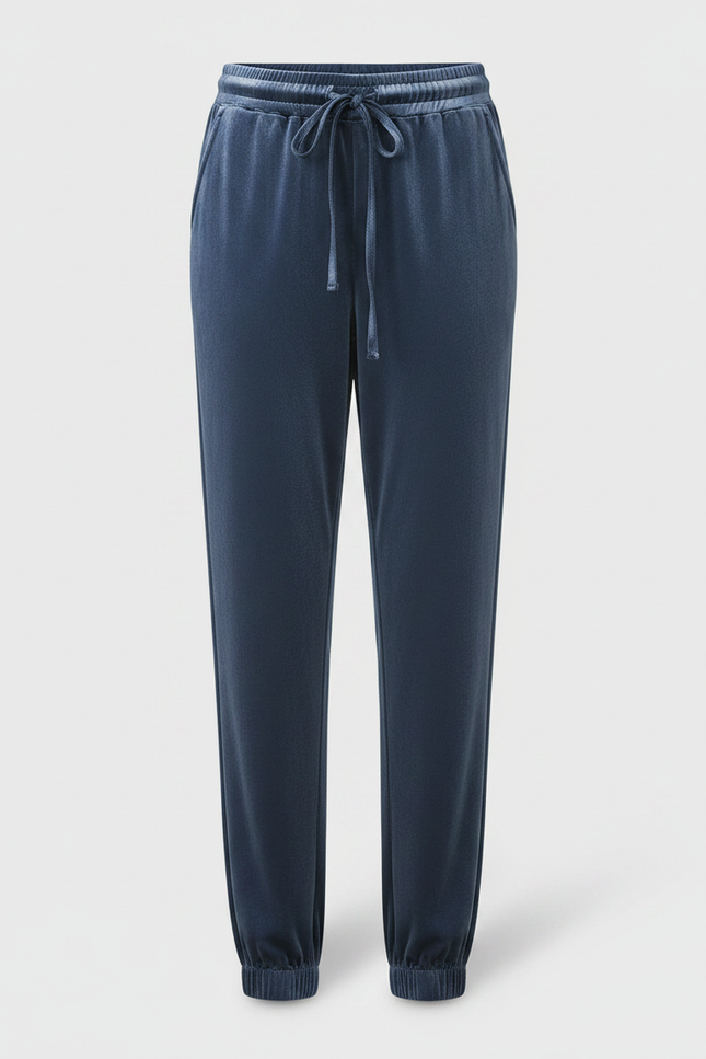 Pantalon Velours Bleu Ample Décontracté Élastiqué Femme - vue 3