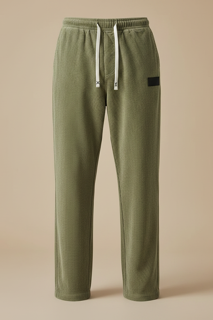 Pantalon Velours Côtelé Vert Ample Décontracté Homme - Cordé - vue 3