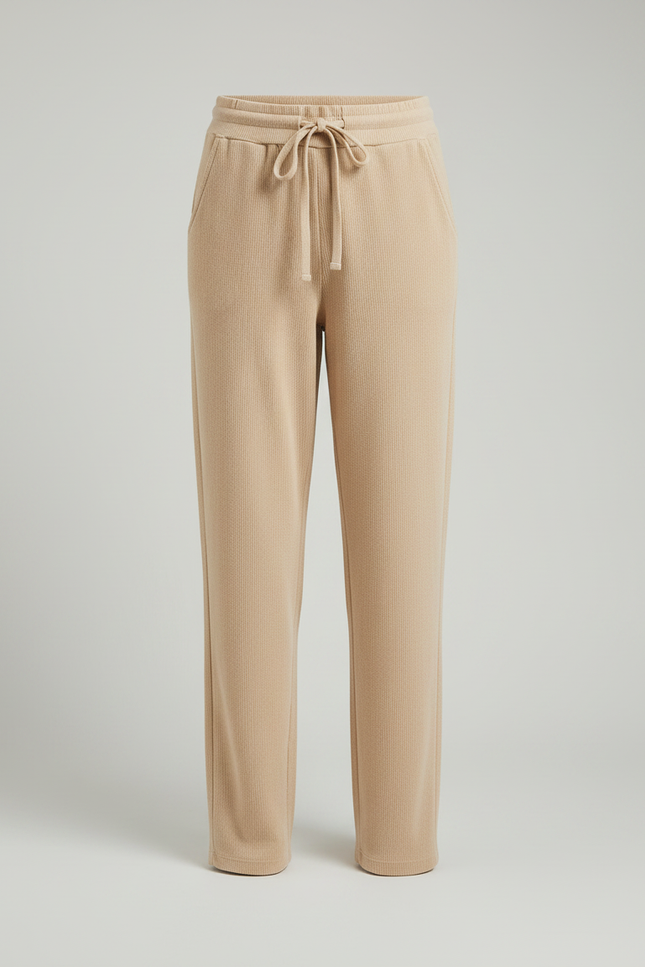Pantalon Velours Beige Droit Décontracté Cordon Femme - vue 3