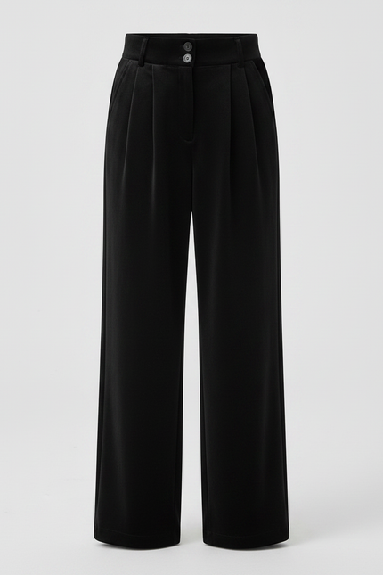 Pantalon Velours Noir Ample Droit Taille Haute - vue 3