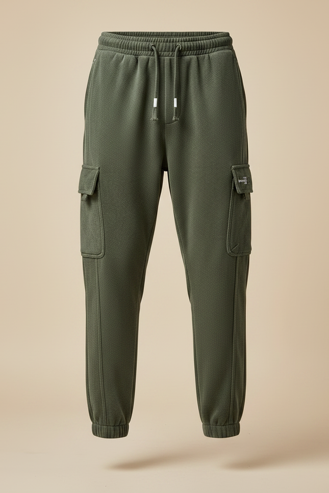 Pantalon Velours Cargo Vert Homme Jogging Décontracté - Kaki - vue 3