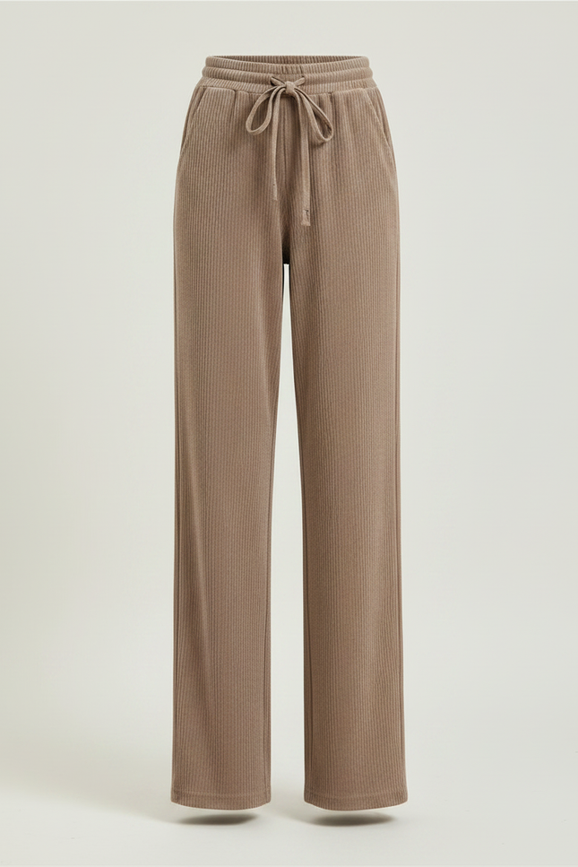 Pantalon Velours Cotelé Femme Droit - Camel Cordé - vue 3