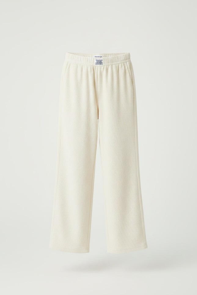 Pantalon Velours Ecru - Beige Cordé - vue 3
