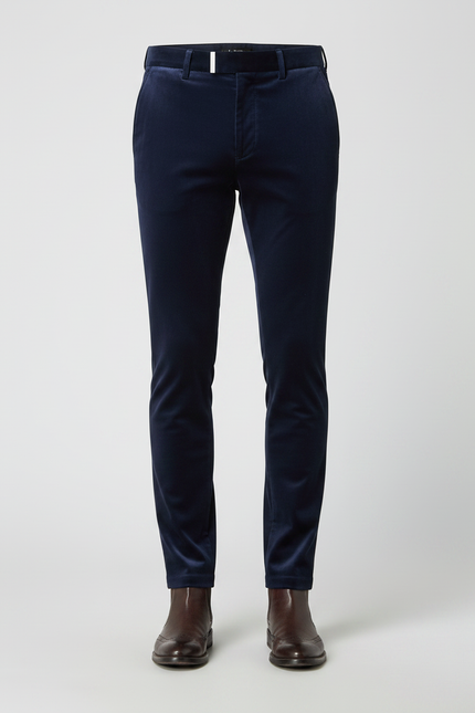 Pantalon Velours Bleu Marine Slim Élégant Homme - vue 3