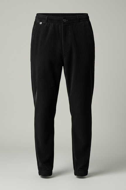 Pantalon Velours Côtelé Noir Droit Homme Décontracté - Cordé - vue 3