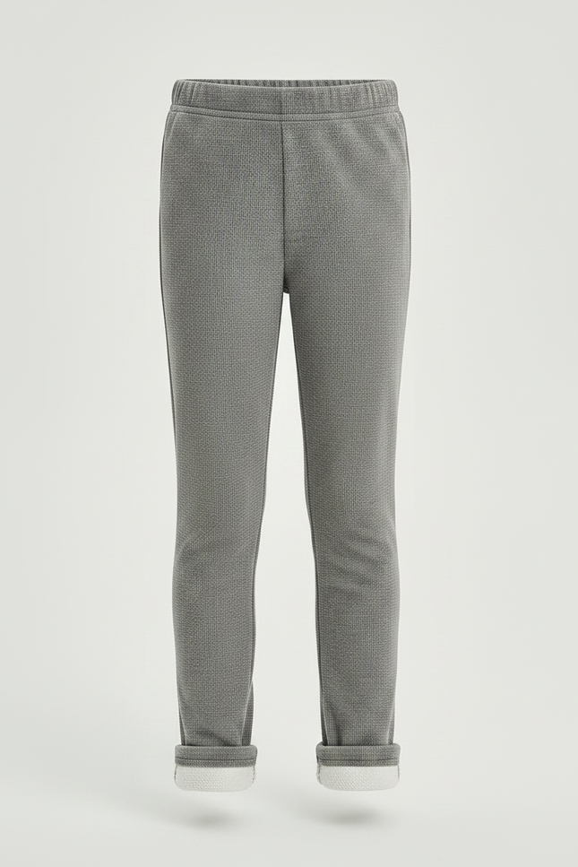 Pantalon Velours Gris Chiné Fille Chaud Hiver - Molleton - vue 3