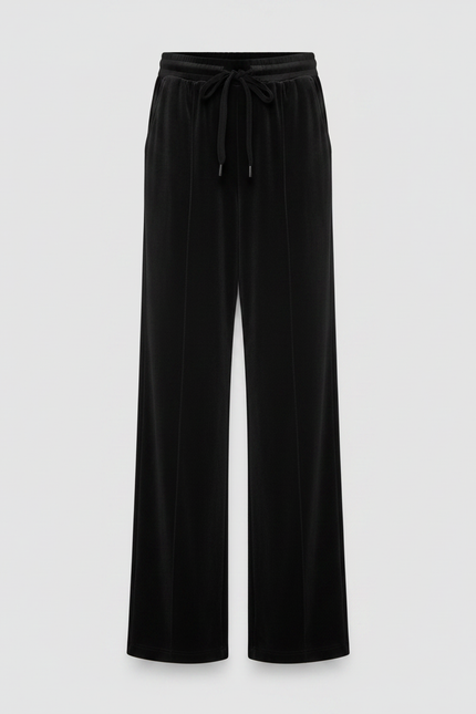Pantalon Velours Noir Large Fluide Décontracté - vue 3
