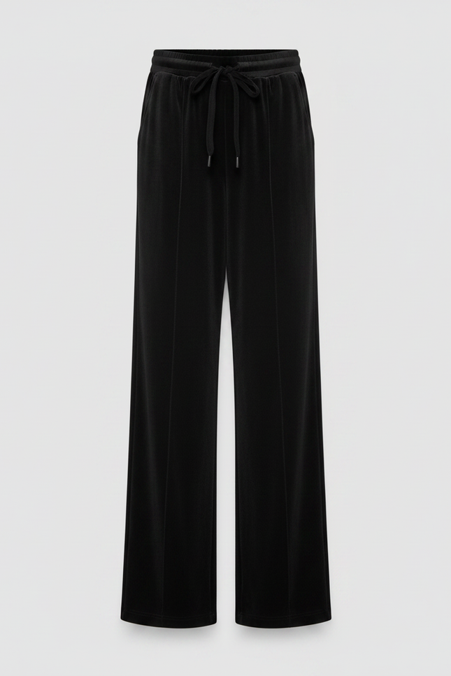 Pantalon Velours Noir Large Fluide Décontracté - vue 3
