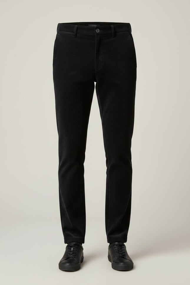 Pantalon Velours Noir Côtelé Homme Droit Décontracté - Cordé - vue 3
