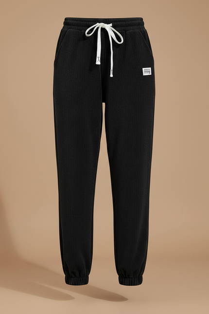 Pantalon Velours Côtelé Noir Cordon Décontracté Femme - Cordé - vue 3