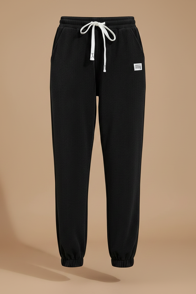 Pantalon Velours Côtelé Noir Cordon Décontracté Femme - Cordé - vue 3