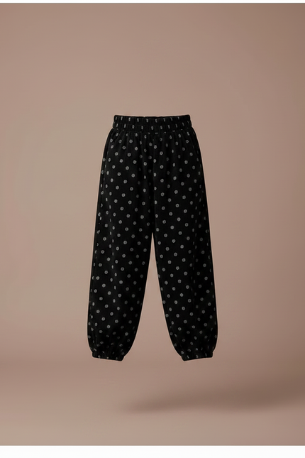 Pantalon Velours Noir Ample Points Décontracté Enfant - vue 3