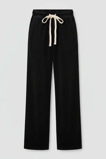 Pantalon Velours Noir Côtelé Ample Décontracté - Cordé - vue 3