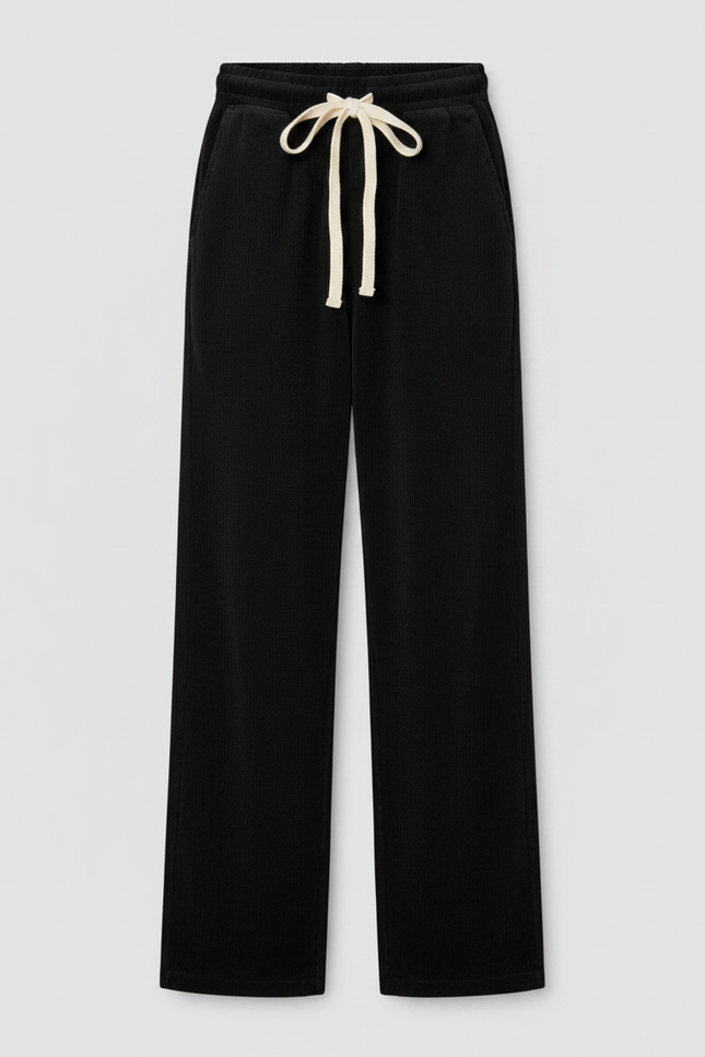 Pantalon Velours Noir Côtelé Ample Décontracté - Cordé - vue 3