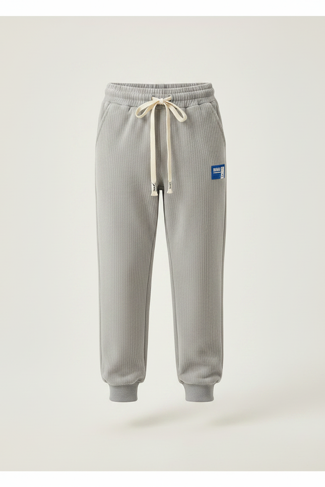 Pantalon Velours Côtelé Gris Confortable Enfant - Cordé - vue 3