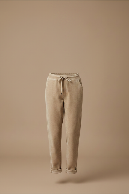 Pantalon Velours Beige Ample Décontracté Cordon - vue 3