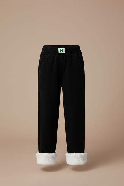 Pantalon Velours Noir Côtelé Ample Doublé Chaud Enfant - vue 3