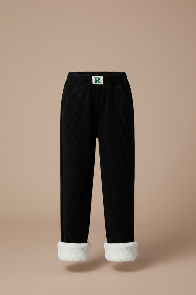 Pantalon Velours Noir Côtelé Ample Doublé Chaud Enfant - vue 3