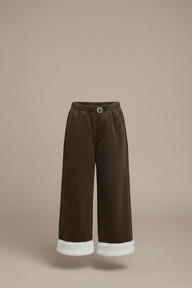 Pantalon Velours Marron Ample Doublé Chaud Enfant - vue 3