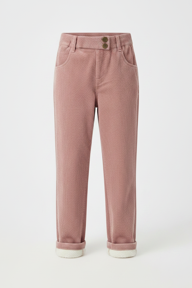 Pantalon Velours Rose Côtelé Doublé Chaud Enfant - Cordé - vue 3