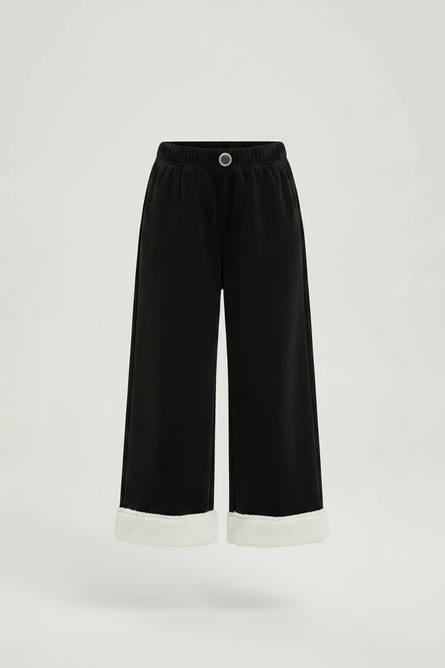 Pantalon Velours Noir Ample Doublé Chaud Enfant - vue 3