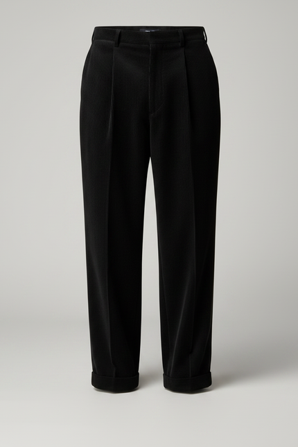 Pantalon Velours Homme Noir Pince - Cordé - vue 3