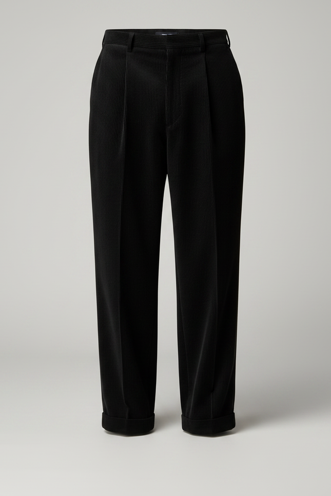 Pantalon Velours Homme Noir Pince - Cordé - vue 3