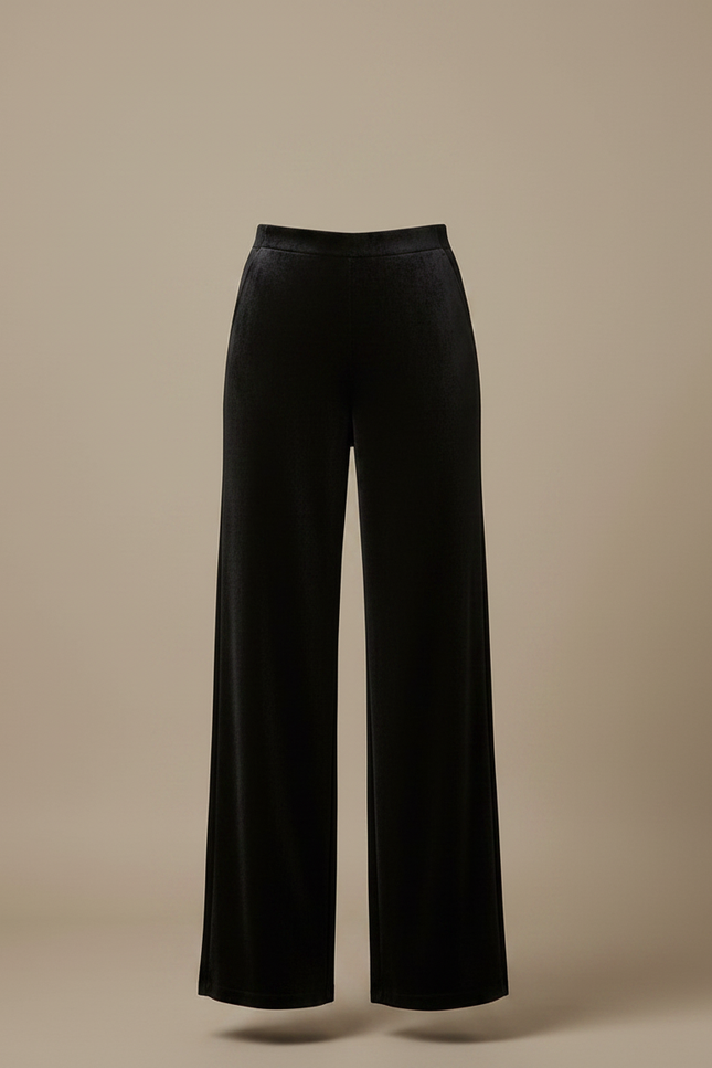 Pantalon Velours Noir Large Fluide Élégant Femme - vue 3