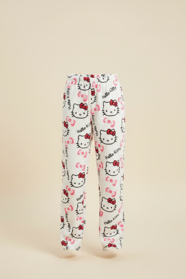 Pantalon Velours Blanc Hello Kitty Doux Décontracté Enfant - vue 3