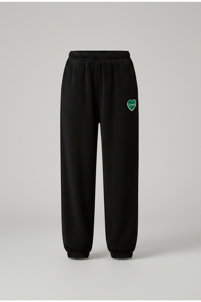 Pantalon Velours Noir Côtelé Ample Cœur Fille - Cordé - vue 3