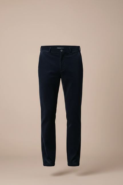 Pantalon Velours Côtelé Bleu Marine Droit Homme - Cordé - vue 3