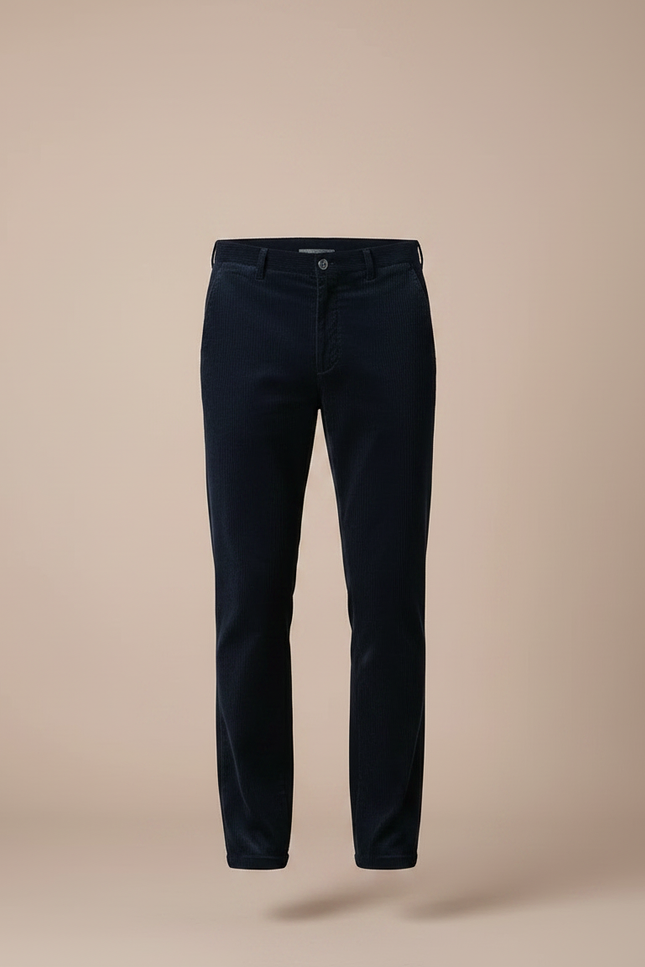 Pantalon Velours Côtelé Bleu Marine Droit Homme - Cordé - vue 3