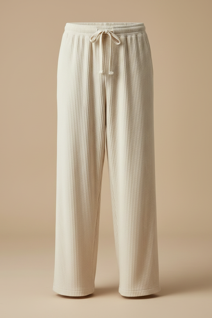Pantalon Velours Côtelé Ecru - Beige - vue 3