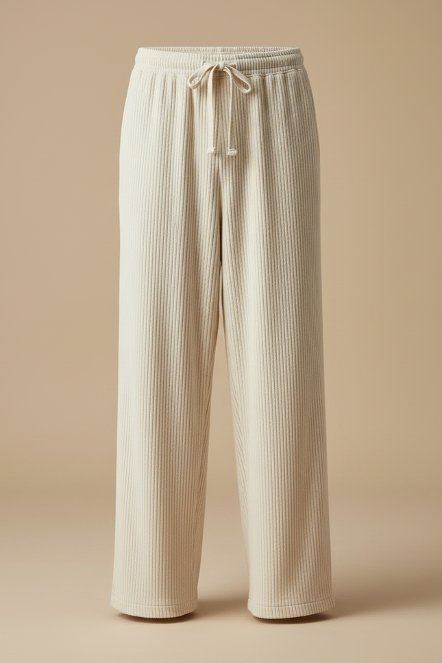 Pantalon Velours Côtelé Ecru - Beige - vue 3