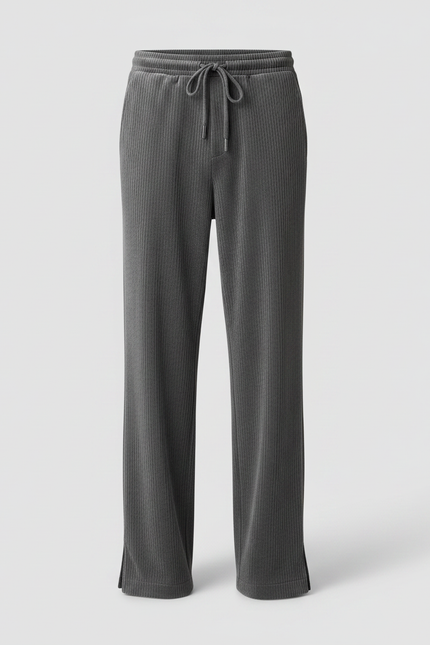 Pantalon Velours Gris Côtelé Large Décontracté Homme - Cordé - vue 3