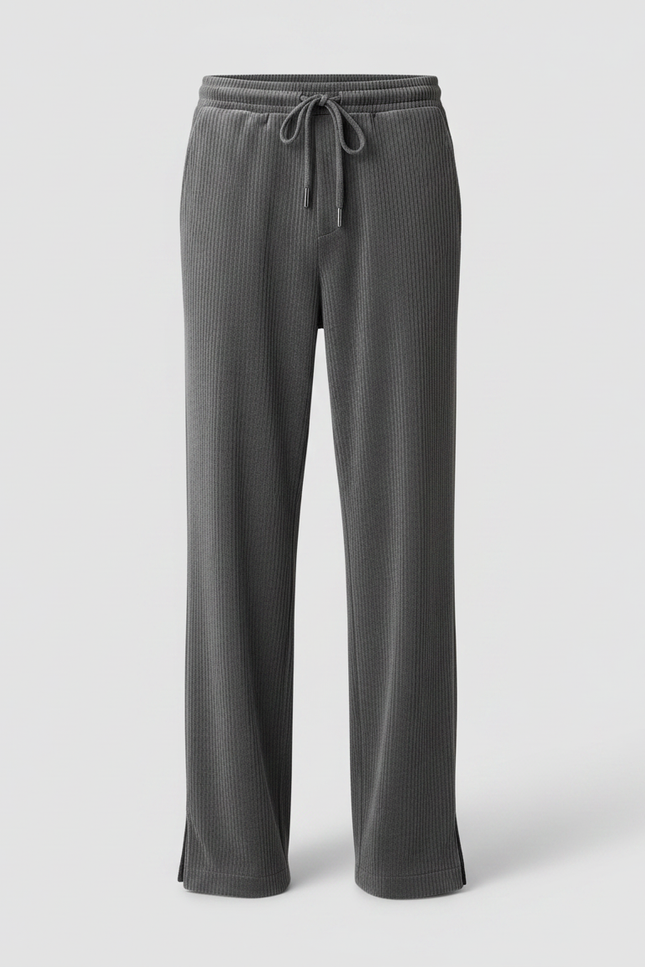 Pantalon Velours Gris Côtelé Large Décontracté Homme - Cordé - vue 3