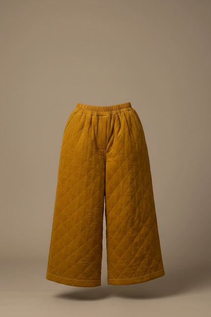 Pantalon Velours Jaune Ample Matelassé Hiver Femme - vue 3