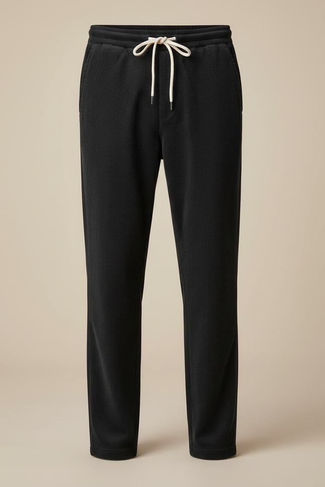 Pantalon Velours Côtelé Noir Décontracté Cordon Élastique Homme - Cordé - vue 3