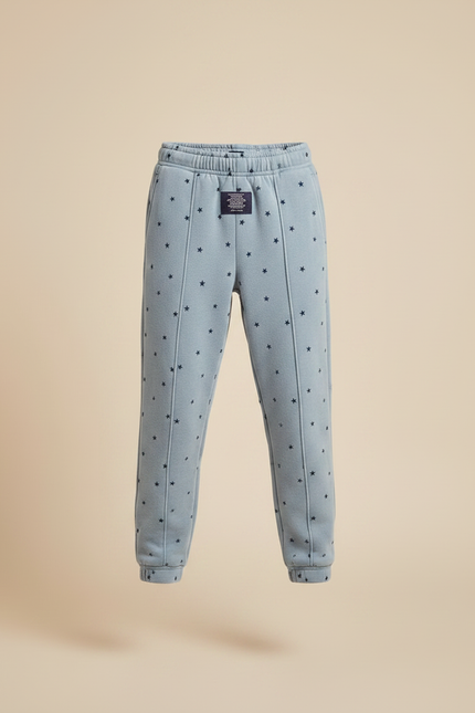 Pantalon Velours Bleu Imprimé Étoiles Enfant Doux - vue 3