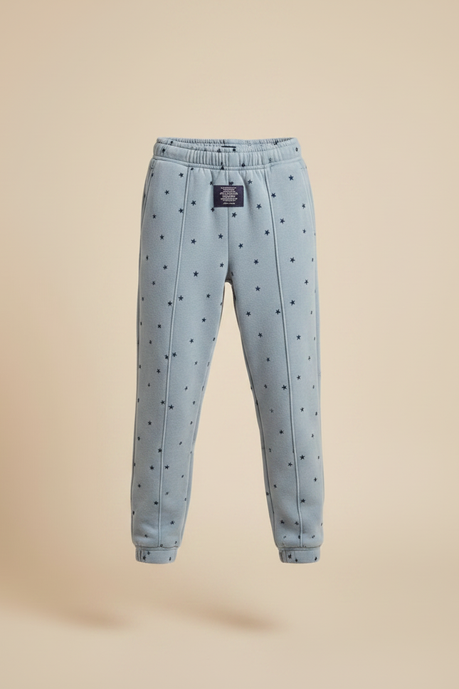 Pantalon Velours Bleu Imprimé Étoiles Enfant Doux - vue 3