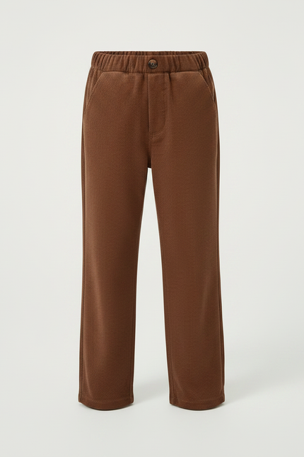 Pantalon Velours Marron Côtelé Ample Décontracté Garçon - Cordé - vue 3