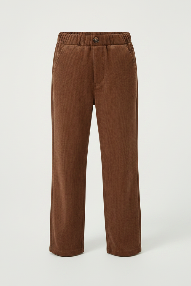 Pantalon Velours Marron Côtelé Ample Décontracté Garçon - Cordé - vue 3