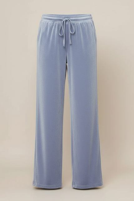 Pantalon Velours Bleu Fluide Large Décontracté - vue 3