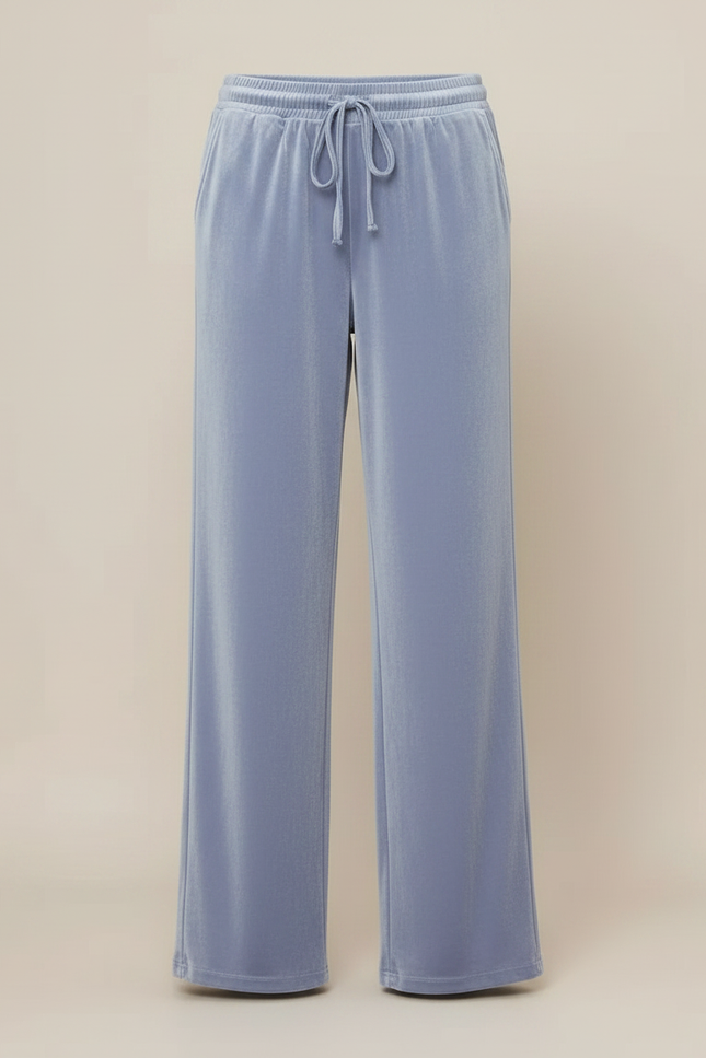Pantalon Velours Bleu Fluide Large Décontracté - vue 3