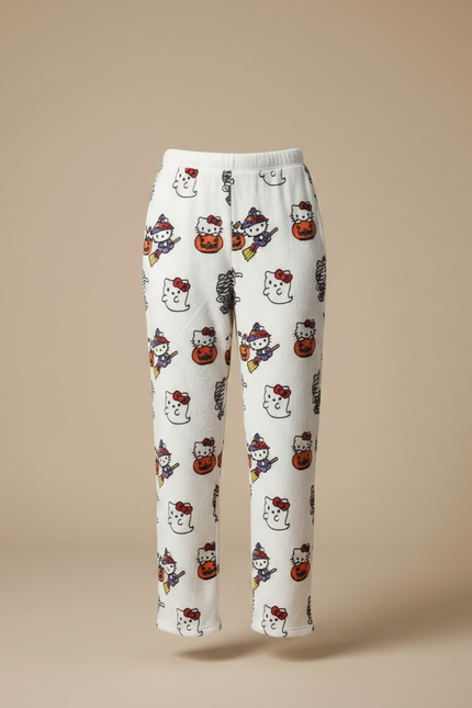 Pantalon Velours Blanc Motif Halloween Hello Kitty Confortable - vue 3