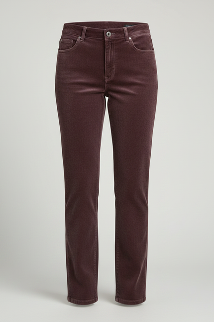 Pantalon Velours Prune Femme - Bordeaux Cordé - vue 3