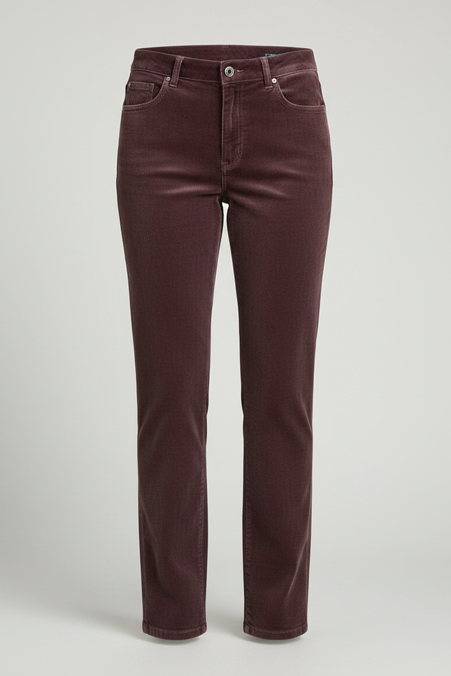 Pantalon Velours Prune Femme - Bordeaux Cordé - vue 3