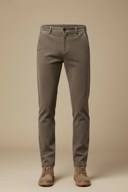 Pantalon Velours Marron Droit Extensible Chaud Homme - Cordé - vue 3